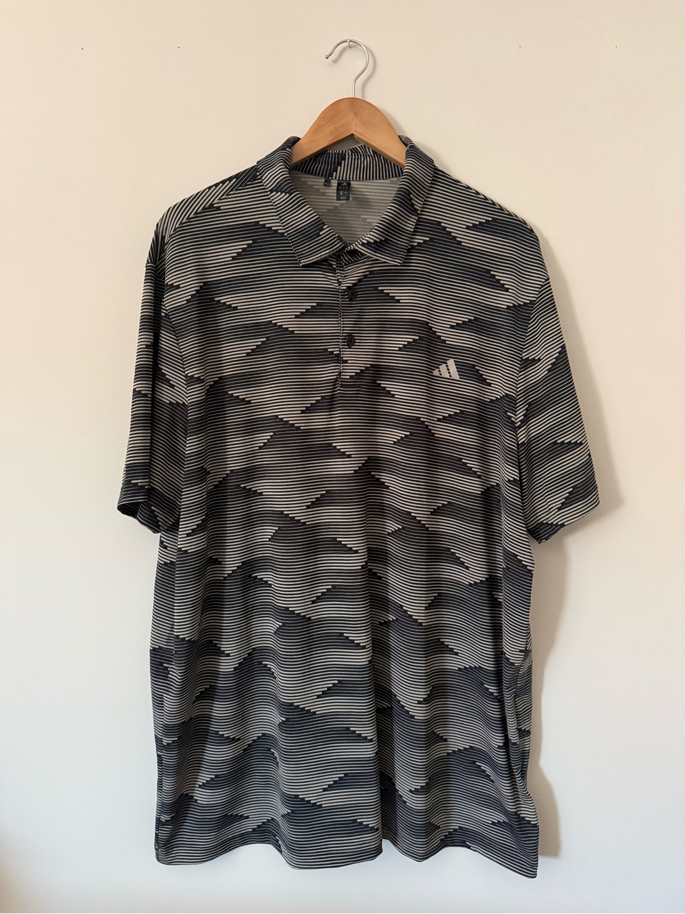 adidas Black and Gray Striped Graphic Polo